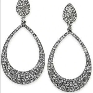 INC new Silver Tone Pave Drop Earrings